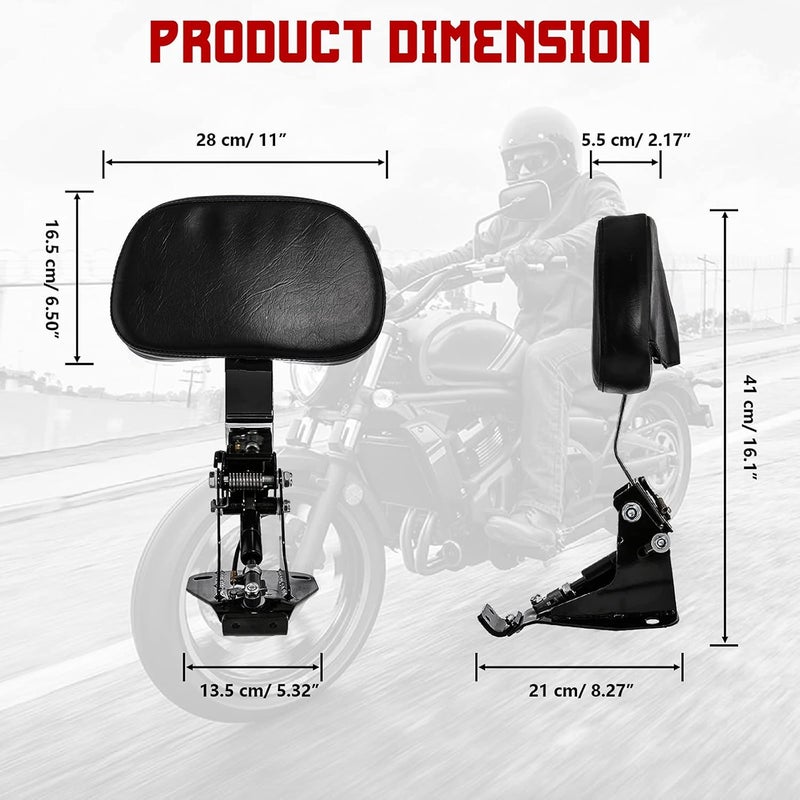 INNOGLOW Motorcycle Adjustable Driver Backrest Rider Backrest with Black Mount Kit for Harley Touring Electra Glide Road Glide Road King Street Glide CVO 2009-2020 - Image 2